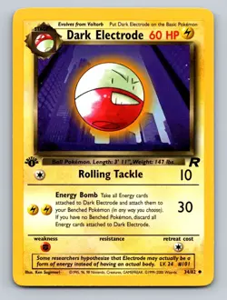 Pokemon Dark Electrode 1st Edition Uncommon Team Rocket 34/82 - Image 1