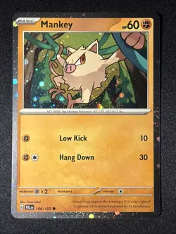 Pokemon TCG Mankey 106/193 Paldea Evolved Cosmos Holo ⚫NM/M 💥Ships Free💥 - Image 1