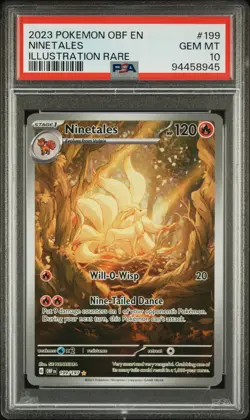 2023 POKEMON OBF EN-OBSIDIAN FLAMES ILLUSTRATION RARE #199 NINETALES PSA 10 - Image 1