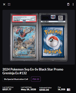 2024 POKEMON SVP EN SV BLACK STAR PROMO GRENINJA EX #132 PSA 10 - Image 2