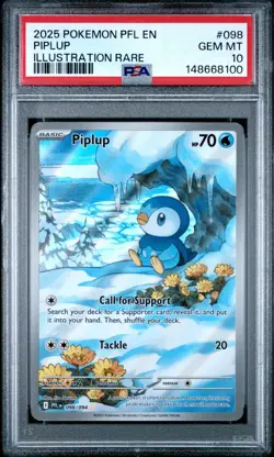 PSA 10 Piplup 098/094 Illustration Rare Pokemon Phantasmal Flames 2025 - Image 1