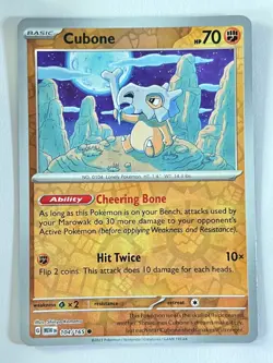Cubone 104/165 Reverse Holo Common Scarlet & Violet 151 Pokemon TCG Near Mint NM - Image 1