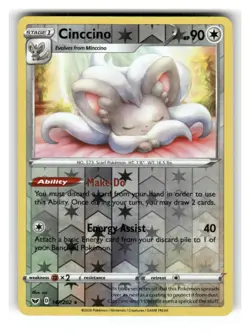 Cinccino 147/202 Rare Sword & Shield Pokemon Reverse Holo Near Mint - Image 1