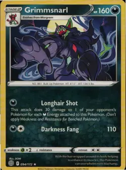 Grimmsnarl 094/172 Rare Brilliant Stars Pokemon Lightly Played - Image 1