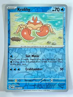 Krabby 098/165 Reverse Holo Common Scarlet & Violet 151 Pokemon TCG Near Mint NM - Image 1