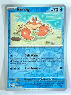 Krabby 098/165 Reverse Holo Common Scarlet & Violet 151 Pokemon TCG Near Mint NM - Image 5