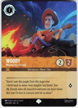 Woody Waiting for a Friend Epic Foil 205/204 Wilds Unknown Disney Lorcana - Image 1