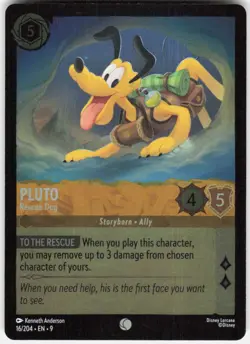 Pluto Rescue Dog Foil 16/204 Fabled Disney Lorcana - Image 1