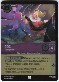 Doc Taking Notes Foil Foil 40/204 Wilds Unknown Disney Lorcana - Image 1