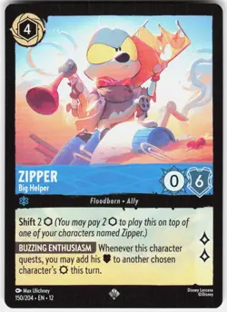 Zipper Big Helper 150/204 Wilds Unknown Disney Lorcana - Image 1