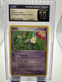 CGC Pristine 10 EX Dragon Frontiers Kirlia Reverse Holo 32/101 Pokemon 2006 🔥 - Image 1