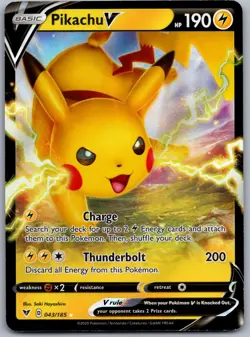 Pikachu V 043/185 Near Mint SWSH04: Vivid Voltage Pokemon Shipnow - Image 1
