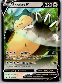 Snorlax V 141/202 Near Mint SWSH01: Sword & Shield Base Set Pokemon Shipnow - Image 1