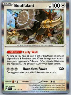Bouffalant 119/142 Near Mint SV07: Stellar Crown Pokemon Shipnow - Image 1