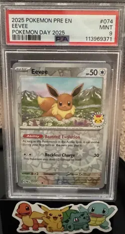 2025 POKEMON PRE EN EEVEE POKEMON DAY 2025 PSA 9 - Image 1