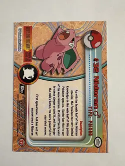 Nidoran (male) #32 Black Label Second Edition Topps Pokemon 1999 Good Condition - Image 2