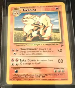Pokemon TCG Arcanine Base Set 2 33/130 Regular Unlimited Uncommon MP - Image 1