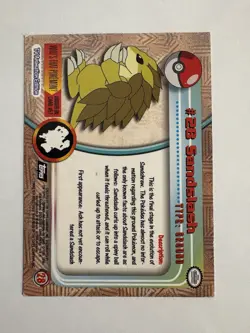 Sandslash #28 Black Label Second Edition Topps Pokemon 1999 - Good Condition - Image 2