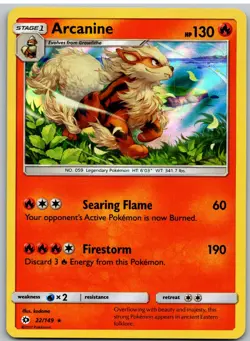 Arcanine 22/149 Holo Holo Rare SM Base Set Pokemon NM - Image 1