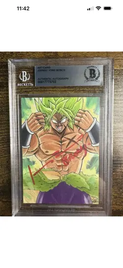 Dragonball Hand Drawn Sketch Art Card Signed Broly Johnny Bosch 1 of 1! 2 Slabs! - Image 1
