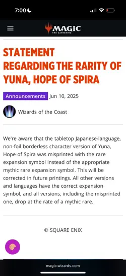 (R - Misprint) Yuna Hope of Spira Non-Foil Borderless 0404 MTG Final Fantasy JP - Image 2