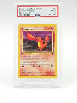 DAMAGED 2000 POKEMON ROCKET 1ST EDITION #50 CHARMANDER PSA 9 - Image 1