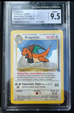 Pokemon 1999 Black Star Promo Dragonite #5 WOTC CGC 9.5 Mewtwo Strikes Back - Image 1