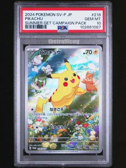 PSA 10 Pokemon 2024 Pikachu 218 Japanese Summer Get Campaign sv-p Full Art promo - Image 1