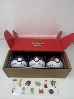 Pokemon TCG: Poke Ball Tin 3-Pack Bundle 2024 Factory Sealed Pokeball Set - Image 1