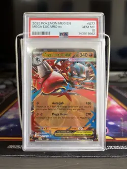 PSA 10 Mega Lucario EX 077/132 Holo Mega Evolutions Pokemon Card - Image 1