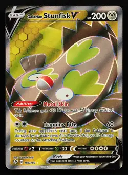 Galarian Stunfisk V 184/189 Ultra Rare Darkness Ablaze Pokemon Card - Image 1