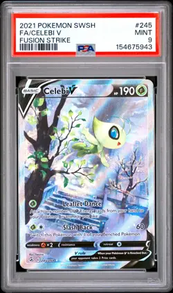 2021 POKEMON SWORD & SHIELD FUSION STRIKE #245 FULL ART/CELEBI V PSA 9 - Image 1