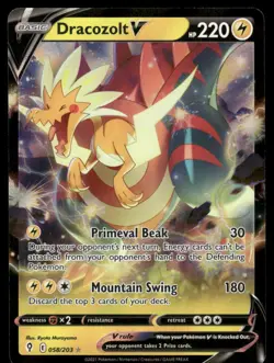 Pokemon Cards Dracozolt V 058/203 Evolving Skies Holo Rare V NM - Image 1