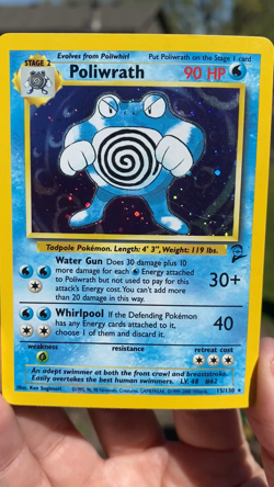 Poliwrath 15/130 Base Set 2 Holo LP WOTC Pokemon TCG Vintage Single - Image 2
