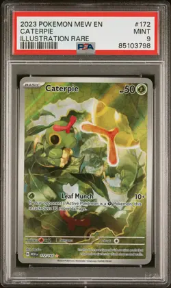 Caterpie Illustration Rare Pokemon Mew En-151 172/165 PSA 9 - Image 1