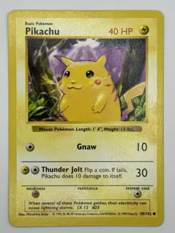 Pokemon TCG Pikachu Base Set 58/102 Regular Shadowless Common RED CHEEKS MP - Image 1