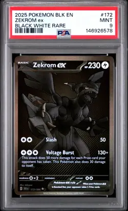 2025 POKEMON BLK EN-BLACK BOLT BLACK WHITE RARE #172 ZEKROM EX PSA 9 - Image 1
