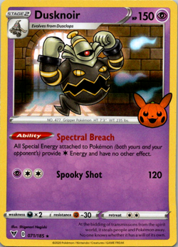 2024 Pokemon TCG Dusknoir Holo Rare Trick or Trade #071/185 NM - Image 1