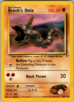 Pokemon TCG Brock's Onix Gym Heroes 69/132 Regular Unlimited Common - Image 1