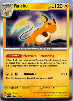 Raichu 026/165 151 Holo Pokemon TCG NM - Image 1
