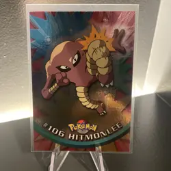 2000 Topps Pokemon Hitmonlee 106 TV Animation Series 1 Holo Blue Logo - Image 1