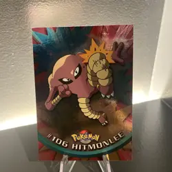 2000 Topps Pokemon Hitmonlee 106 TV Animation Series 1 Holo Blue Logo - Image 3