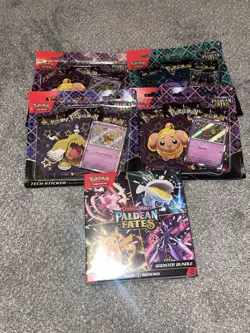 POKEMON TCG PALDEAN FATES TECH STICKER COLLECTION LOT(4) and BOOSTER BUNDLE - Image 1