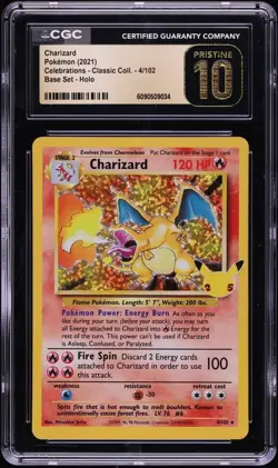 🔥🔥🔥 CGC 10 Pristine Charizard 4/102 Pokemon Celebrations Classic Coll 2021 - Image 1