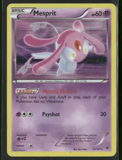 Mesprit 37/101 Holo Rare Plasma Blast Pokemon Holo Damaged - Image 1