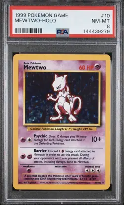 1999 Pokemon Base Set Mewtwo Holo #10 PSA 8 NM-MT WOTC Vintage - Image 1