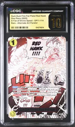 2025 One Piece Gum-Gum Fire-Fist Pistol Red Hawk #OP11-114 CGC 10 PRISTINE - Image 1