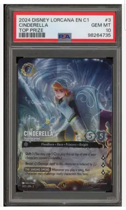 Disney Lorcana Cinderella Stouthearted DLC Foil Top Prize Promo 3/C1 PSA 10 - Image 1