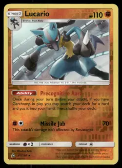 Lucario 67/156 Holo Rare Ultra Prism Pokemon Reverse Holo Near Mint - Image 1