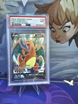 Pokemon Charizard V Full Art Ultra Rare Holo Brilliant Stars #153 PSA 9 - Image 1